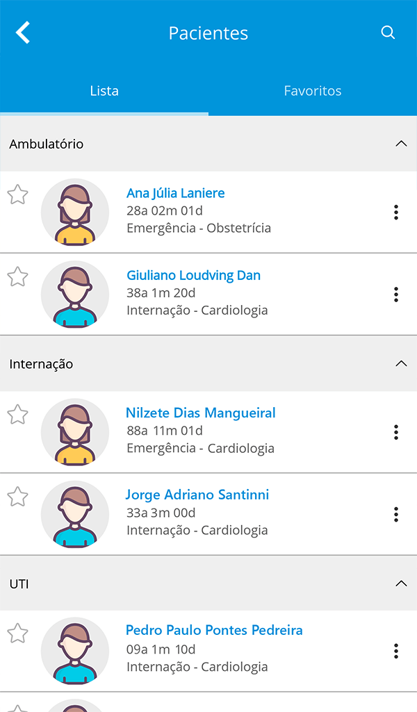 Listagem de paciente